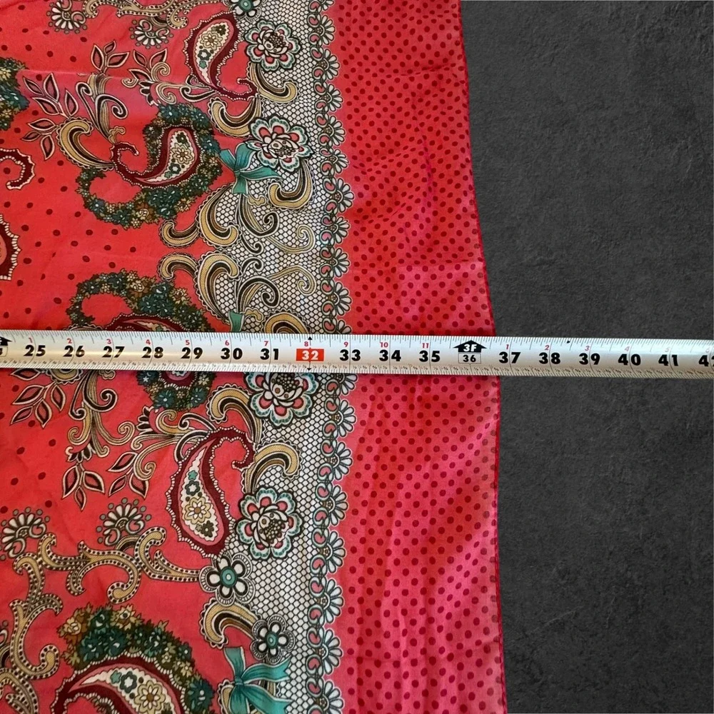 ZAMBAK Scarf Women Pink Paisley Polka Dot Floral Square Made in Turkey‎